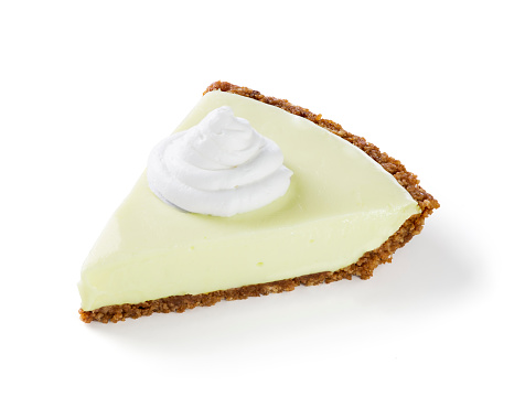 Key lime pie on white background.  Please see my portfolio for other food and drink images.