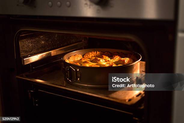 Closeup Of Apple Pie Baking In Oven At Kitchen Stock Photo - Download Image Now - Apple - Fruit, Appliance, Baked