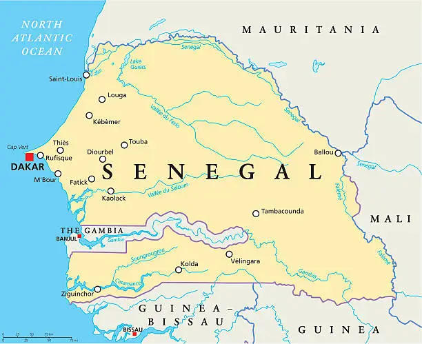 Vector illustration of Senegal Political Map