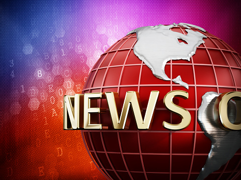 Generic news opener screen with golden news text around the red globe.
