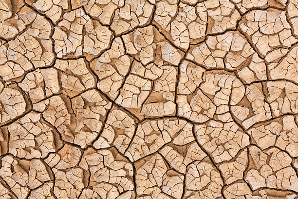 Dried and cracked ground in the desert Dried and cracked ground in the desert of Tunisia dry riverbed stock pictures, royalty-free photos & images