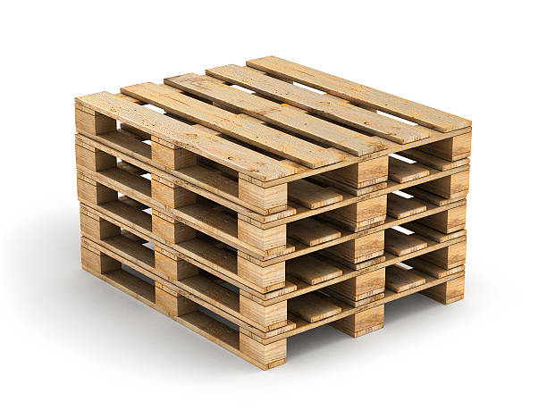 istock Wooden pallets. Isolated on white.3D illustration. 520417276