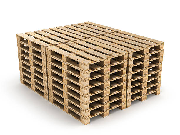 istock Wooden pallets. Isolated on white.3D illustration. 520418060