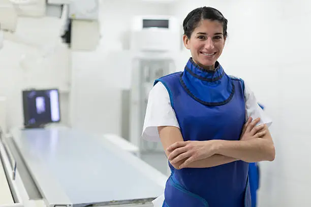 Radiologist nurse doing x-ray images.