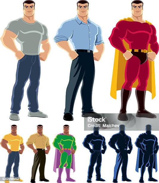 Superhero Transformation Stock Illustration - Download Image Now - Men, Superhero, Muscular Build