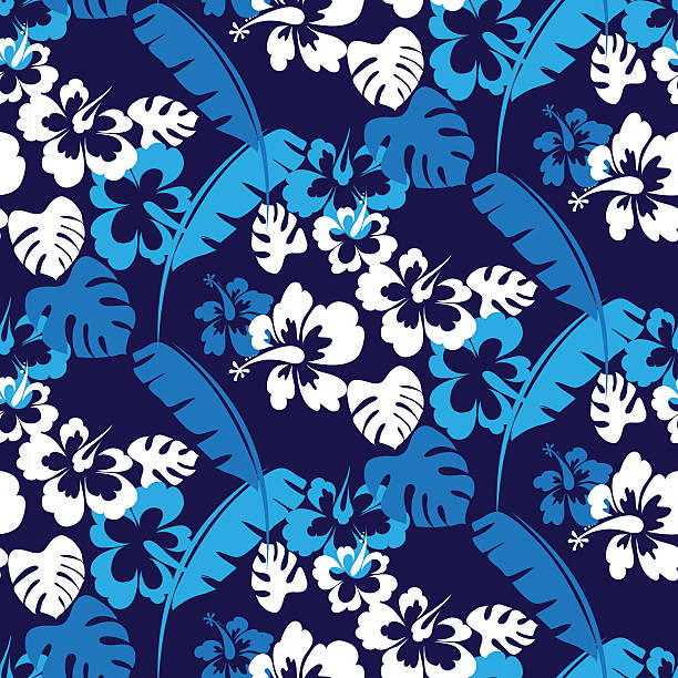 ilustrações, clipart, desenhos animados e ícones de havaí padrão sem emendas - hawaiian culture hibiscus print pattern