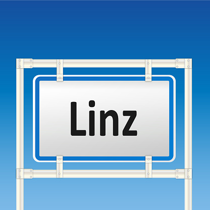 Beautiful pixel clipart city sign of Linz.