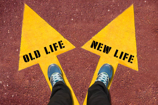 istock Old Life and New Life  painted on road 520424272