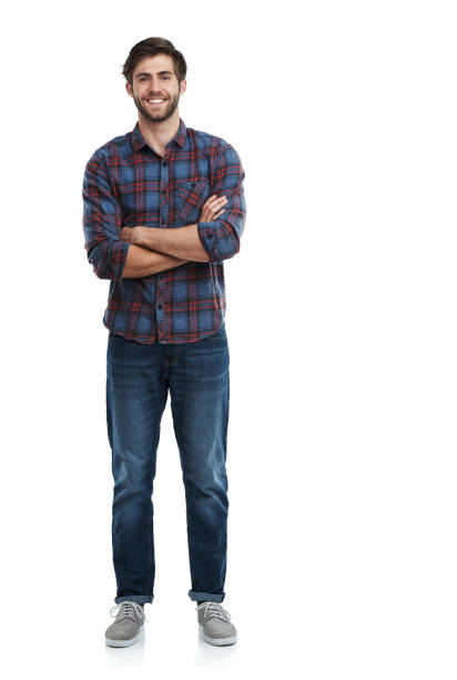 Nothing to hide! Studio portrait of a smiling young man standing with his arms crossed isolated on white facial hair photos stock pictures, royalty-free photos & images
