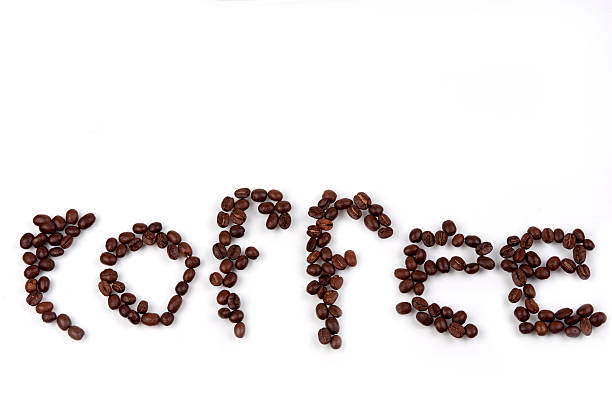 istock inscription of coffee from roasted coffee .white back ground 520424356