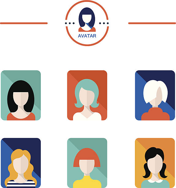 Set of avatar flat design icons.Woman and girl faces Set of avatar flat design icons. Woman and girl faces vector illustration. business casual fashion stock illustrations