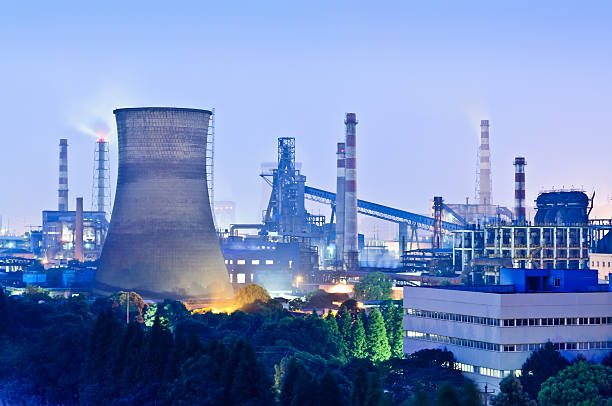 istock Chinese steelworks Industrial building at night 520438103