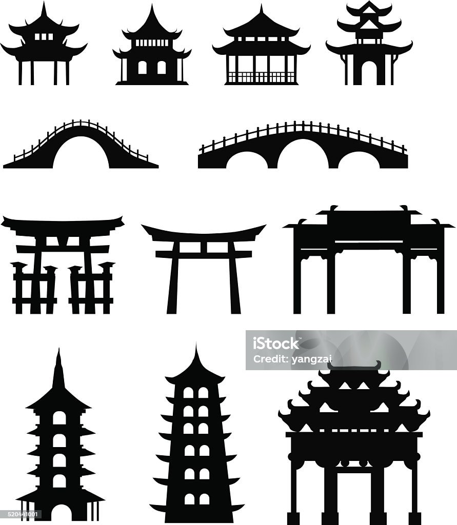 Chinese traditional buildings Japan stock vector