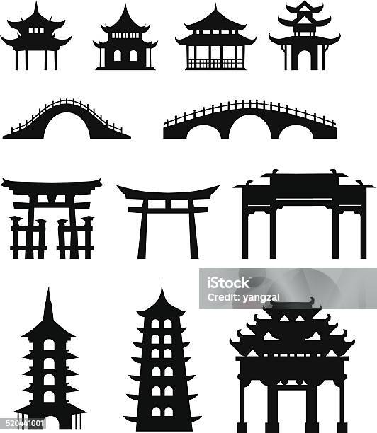 Chinese Traditional Buildings Stock Illustration - Download Image Now - Japan, Temple - Building, Chinese Culture