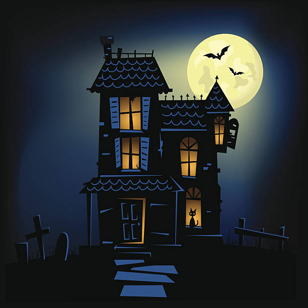 헌티드 하우스 - haunted house stock illustrations