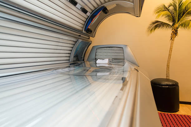 Tanning Bed Solarium At Health Club Spa Tanning Bed Solarium At Healthy Club Spa tanning bed stock pictures, royalty-free photos & images