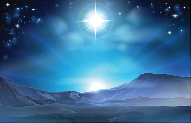 Christmas Nativity Star of Bethlehem Christmas Nativity Star of Bethlehem illustration of the star over the desert pointing the way to Jesus birth place night sky only stock illustrations
