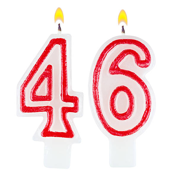 istock Birthday candles number forty six isolated on white background 520468281