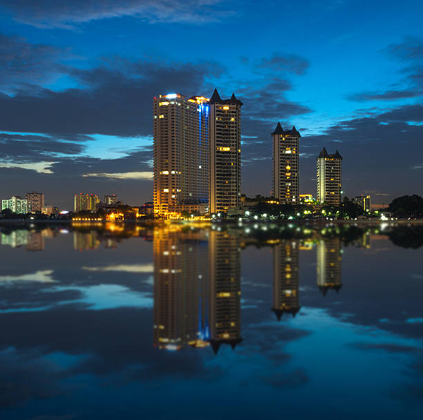 istock Bangkok cityscape Modern building river side at twilight time 520469073