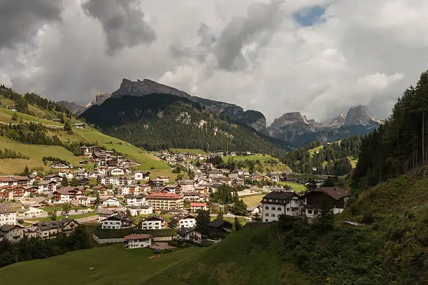 Santa Cristina Valgardena village in Dolomites, Italy
