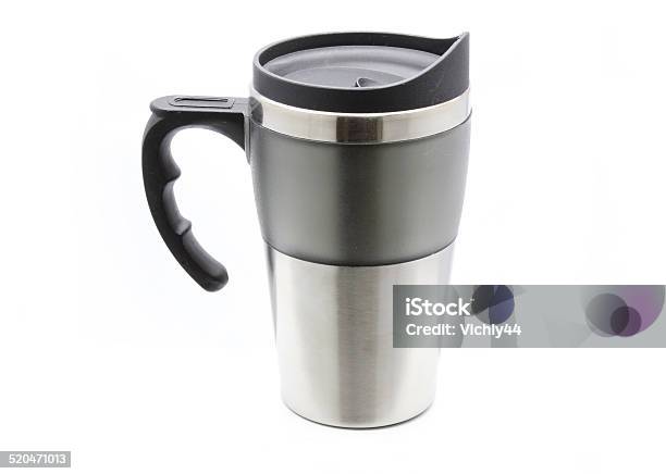 Steel Thermos Mug With Handle For Hot Drinks Stock Photo - Download Image  Now - Chrome, Cup, Handle - iStock
