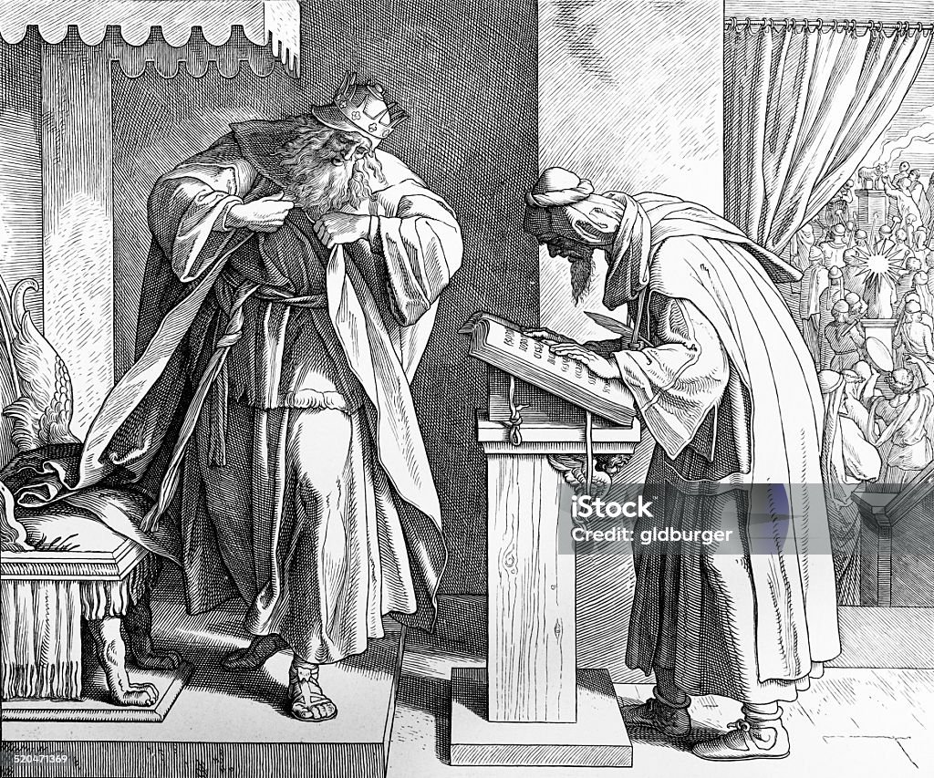 Book of the Law Engraving by the German painter Julius Schnorr von Carolsfeld (March 26, 1794 - May 24, 1872) Antique stock illustration