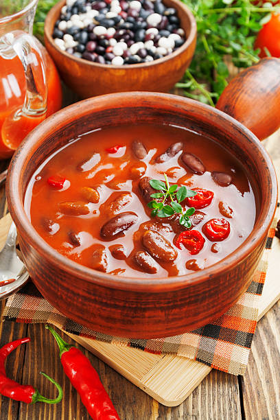 istock Chili soup with red beans and greens 520471383