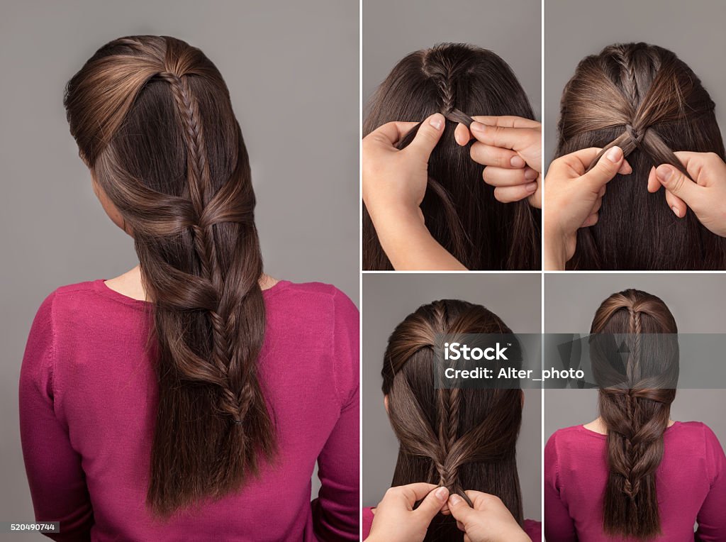Braid Hairstyle Tutorial Stock Photo - Download Image Now - Braided Hair,  Hairstyle, Tutorial - iStock