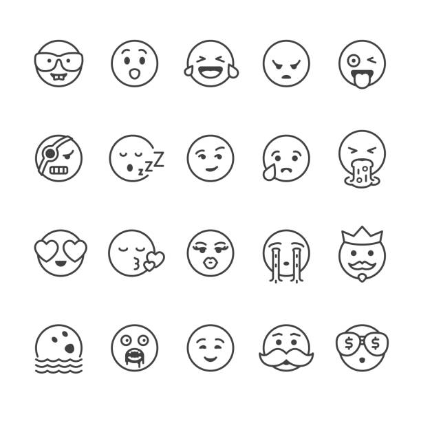 Emoji face vector icons Emoji & Emoticon related vector icons. smirk stock illustrations