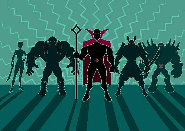 Vector illustration of Supervillain Team
