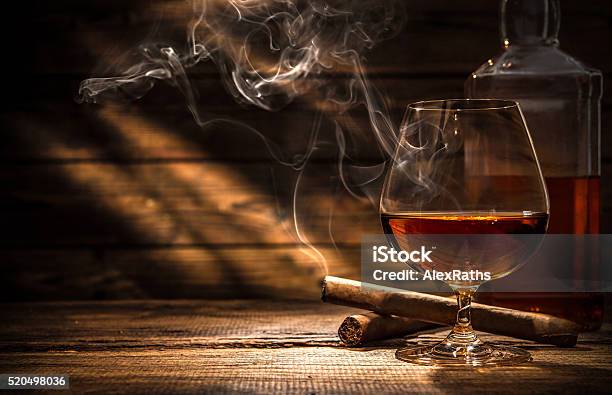 Whiskey With Smoking Cigar Stock Photo - Download Image Now - Cigar, Scotch Whiskey, Whiskey