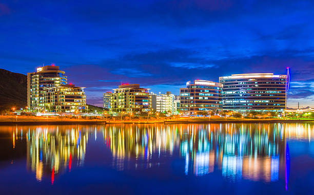 Tempe, Arizona skyline at dusk with beautiful reflections Tempe, Arizona downtown skyline at dusk with a beautiful sunset and reflections on Tempe Town Lake.  Tempe is a part of the Phoenix metropolitan area. tempe arizona stock pictures, royalty-free photos & images