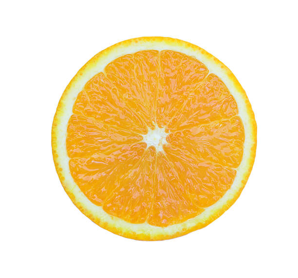 istock Slice of fresh orange isolated on white background 520508409