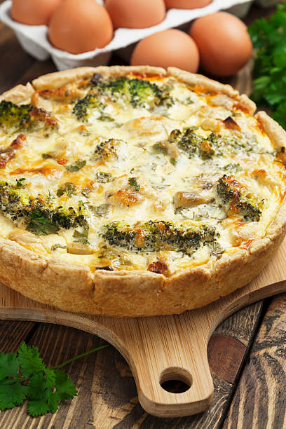 istock quiche Lorraine with chicken, mushrooms and broccoli 520508573