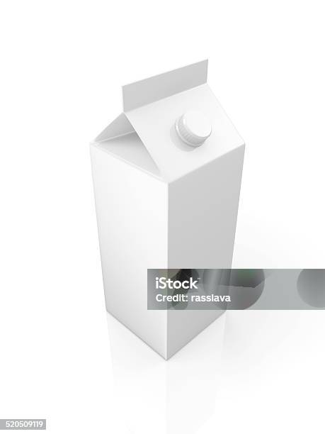 White Blank Milk Or Juice Package Isolated On White Background Stock Photo - Download Image Now