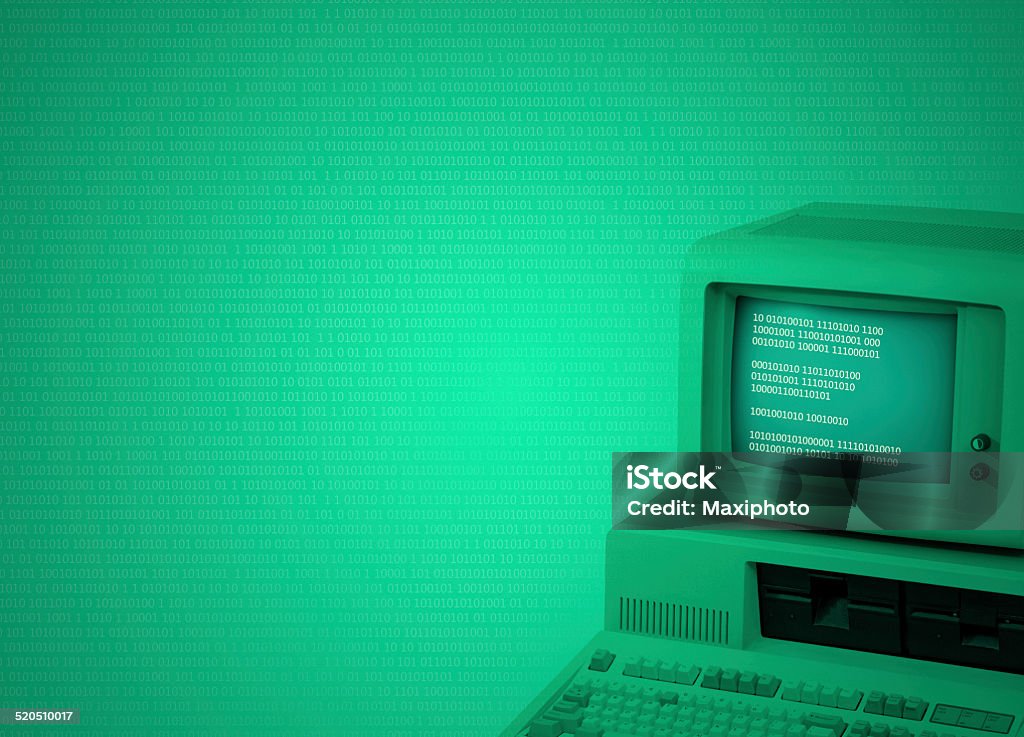 Vintage Computer Technology Background With Binary Code Stock Photo ...