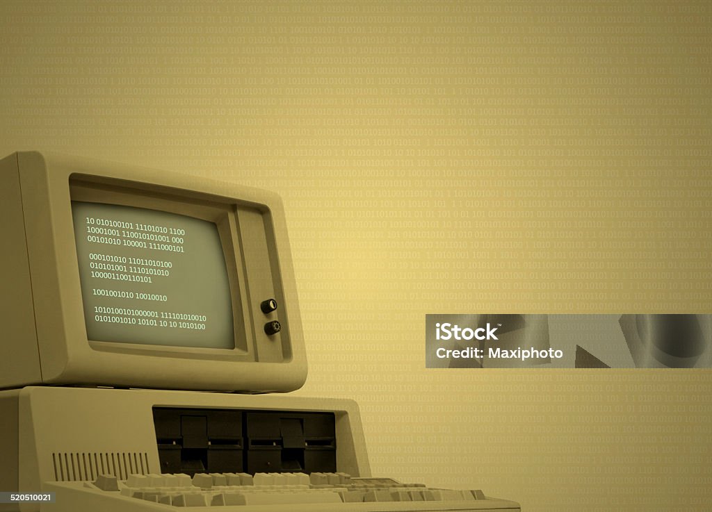 Vintage Computer Technology Background With Binary Code Stock Photo ...
