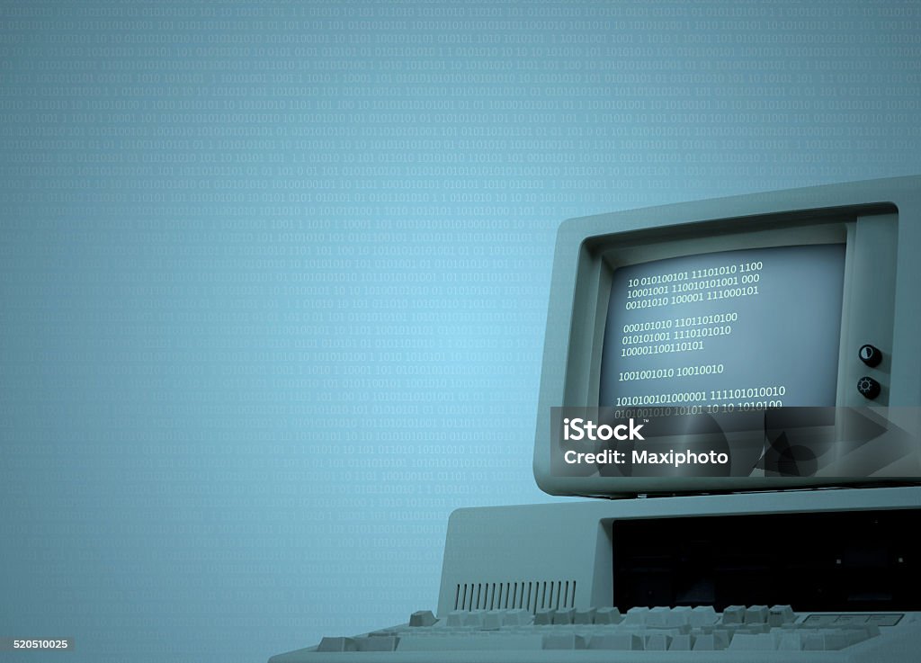 Vintage Computer Technology Background With Binary Code Stock Photo ...