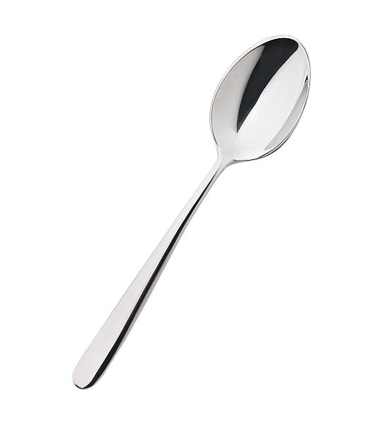 Teaspoon steel isolated Metal spoon isolated on white background, top view spoon stock pictures, royalty-free photos & images