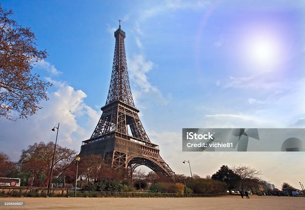 Eiffel tower Paris France Eiffel tower from Garden in Paris France Architecture Stock Photo