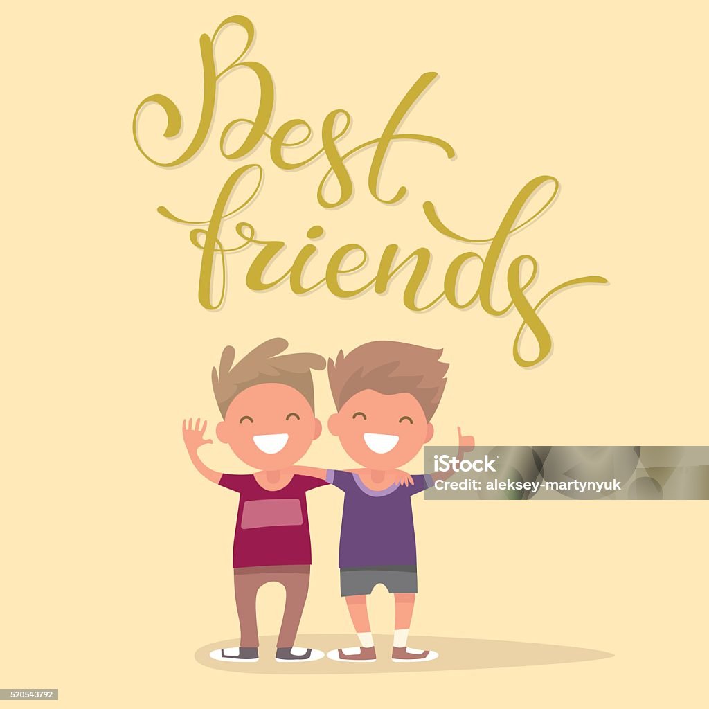 Best Friends Funny Boys With Calligraphic Inscription With Shadow ...