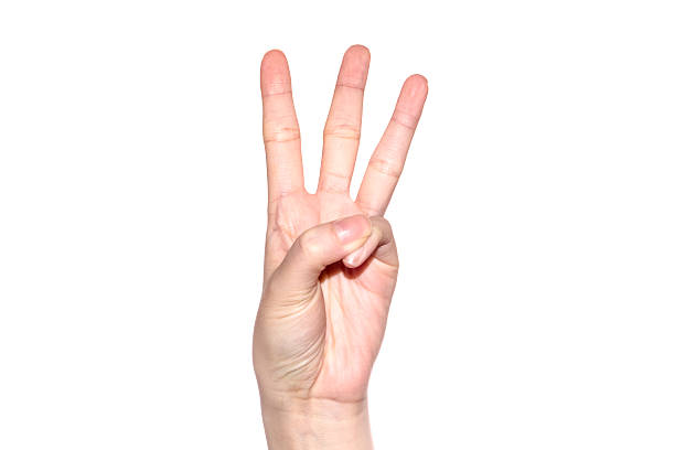 istock Woman hand making sign  number 3. 520544564