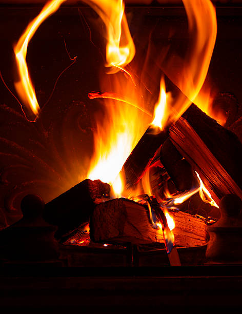 istock Texture of a blazing fire in the fireplace. 520546406