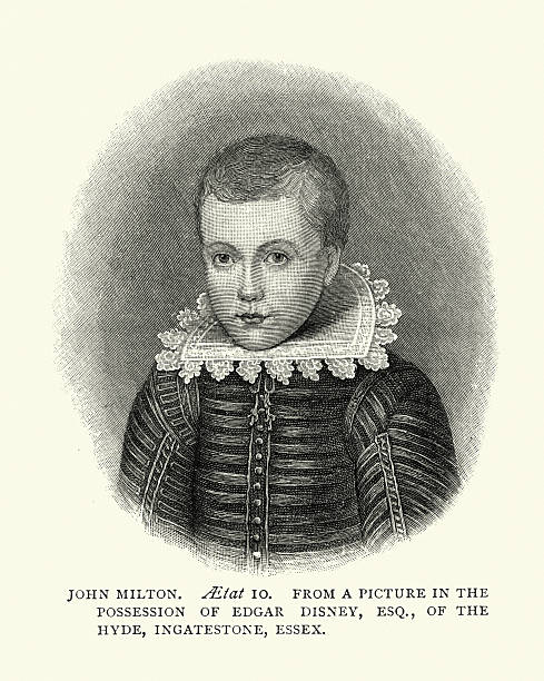 ilustraciones, imágenes clip art, dibujos animados e iconos de stock de retrato de john milton - 17th century style