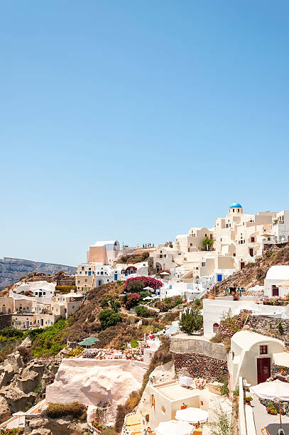 istock Santorini Oia Cityscape Looking Up 520546528