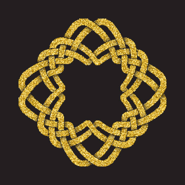 ilustrações de stock, clip art, desenhos animados e ícones de brilhante mandala dourada em forma de símbolo - celtic culture cross cross shape mandala