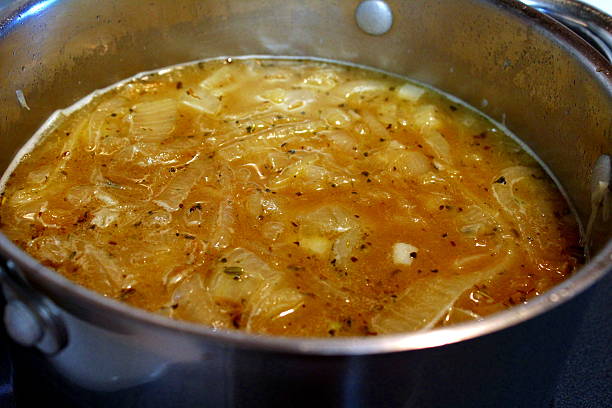 French Onion Soup In Pot stock photo