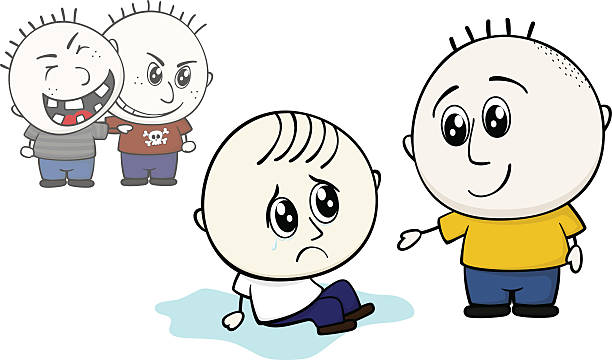 hält solche beschäftigten gemobbt kleines kind - bullying child teasing little boys stock-grafiken, -clipart, -cartoons und -symbole