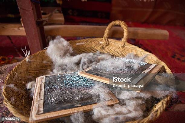 Sheep Wool Brush To Comb In Wicker Basket Stock Photo - Download Image Now - Animal, Animal Body Part, Animal Hair