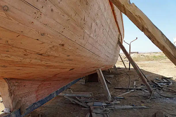 wooden construction of yacht boat in egypt